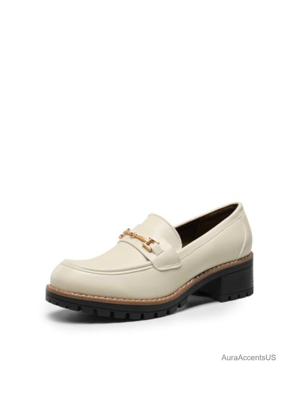 Chunky Loafers Almond Toe Faux Leather Slip-On Dressy Business